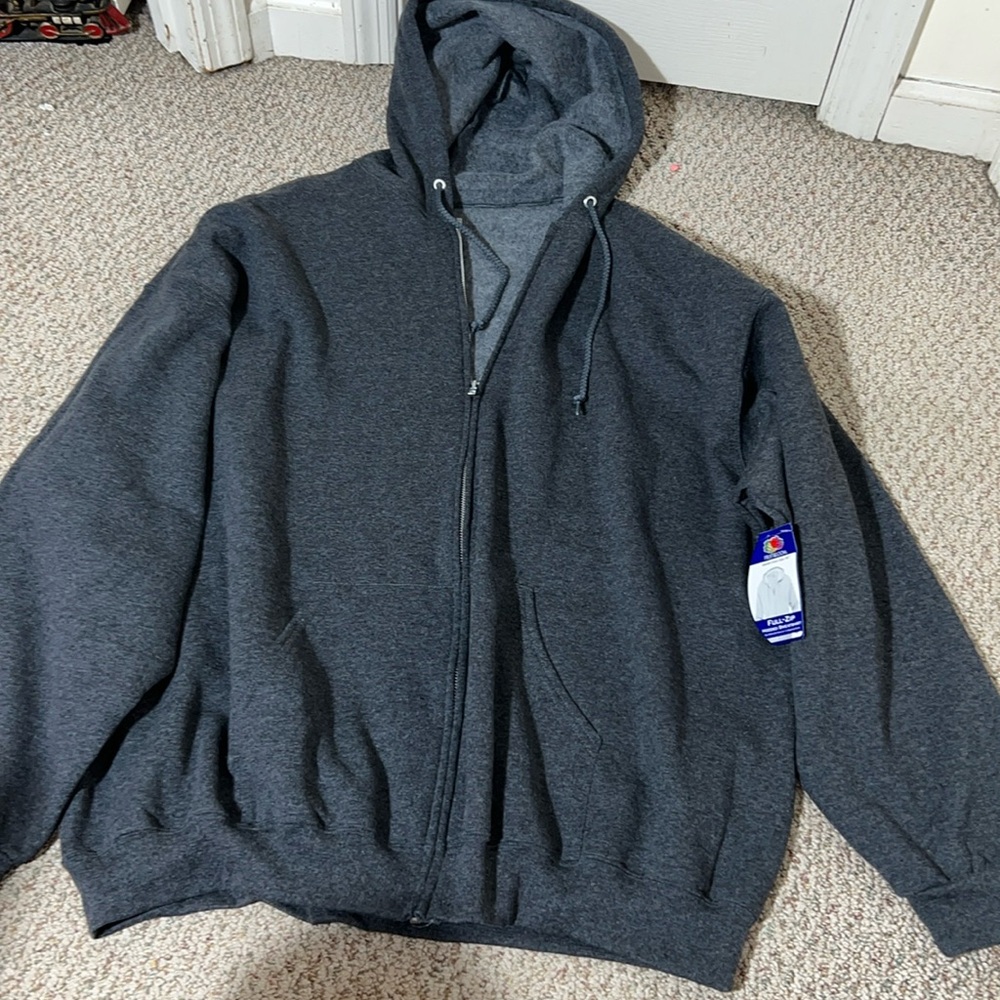 Fruit of the loom 3x full zip hooded sweatshirt grey nwt